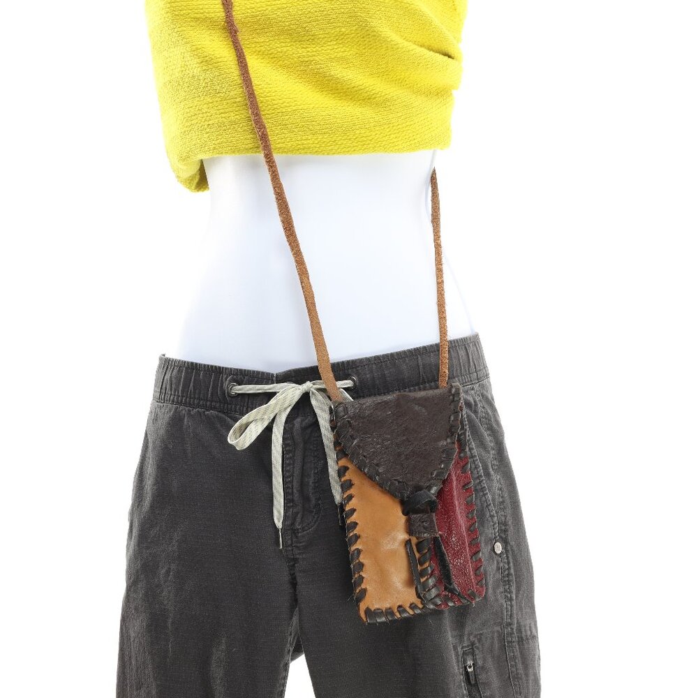 Hand Made Leather Phone Case Cash Card Mini Bag 7x4x1/2 Brown/Tan